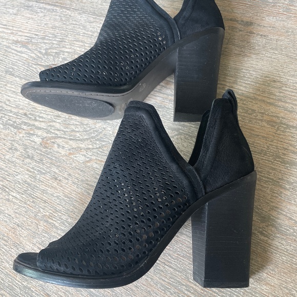 Vince Camuto Black Perforated Open Toe Bootie - Picture 1 of 6